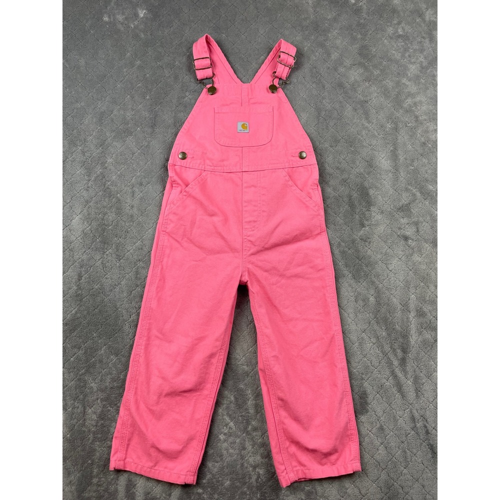 Carhartt Girls Pink Canvas Bib Overalls 3T OX9712-G‎ Toddler Workwear